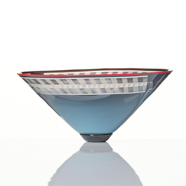 Ann Wolff, (Ann Wärff), an engraved and etched cameo glass bowl, probably Kosta 1969.