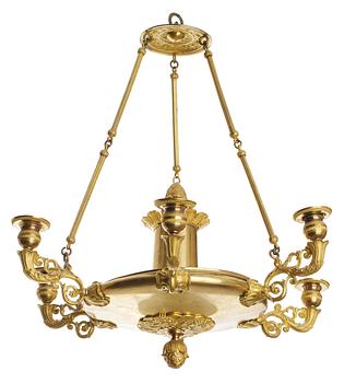 1019. A French late Empire six-light hanging lamp.