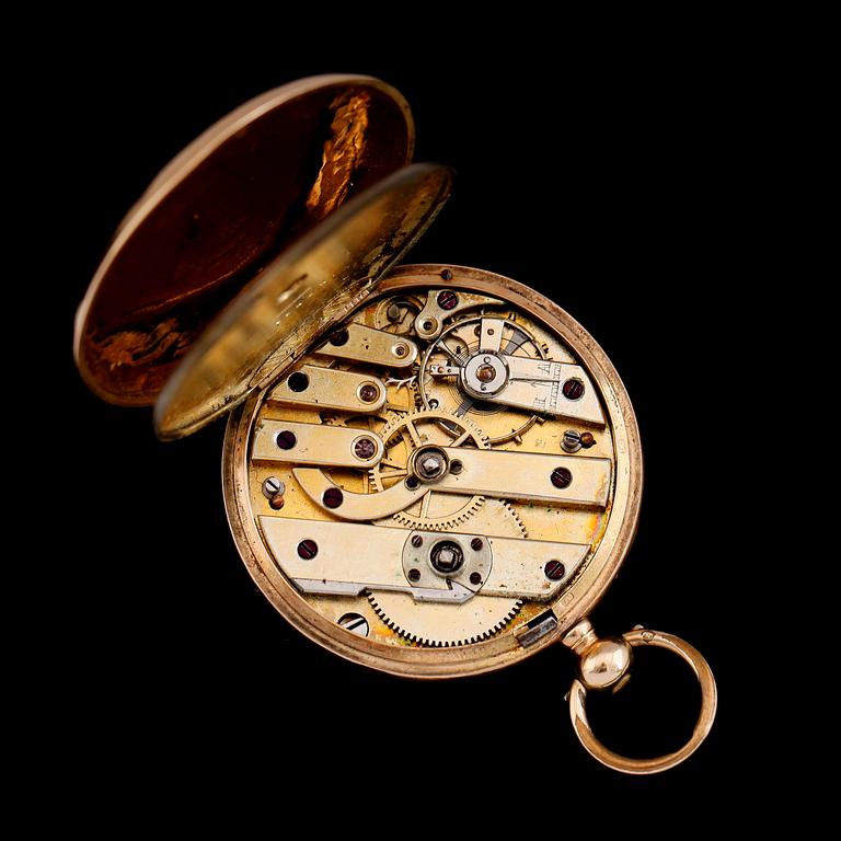 FICKUR, 14K guld, omkring år 1900.