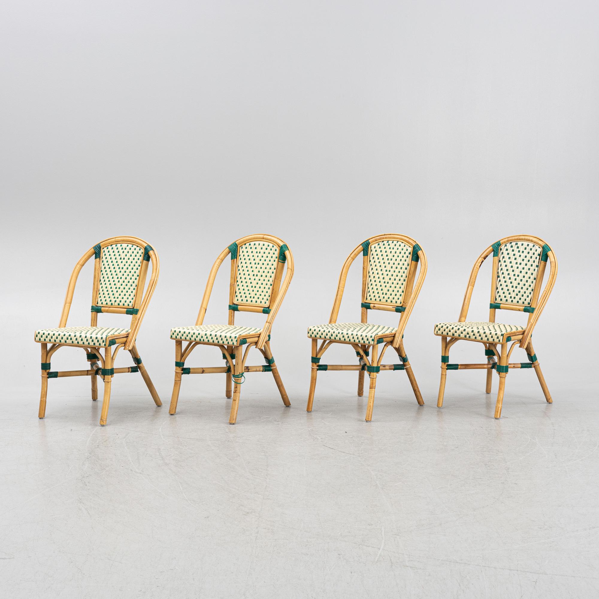 A set of four bistro chairs, late 20th century.