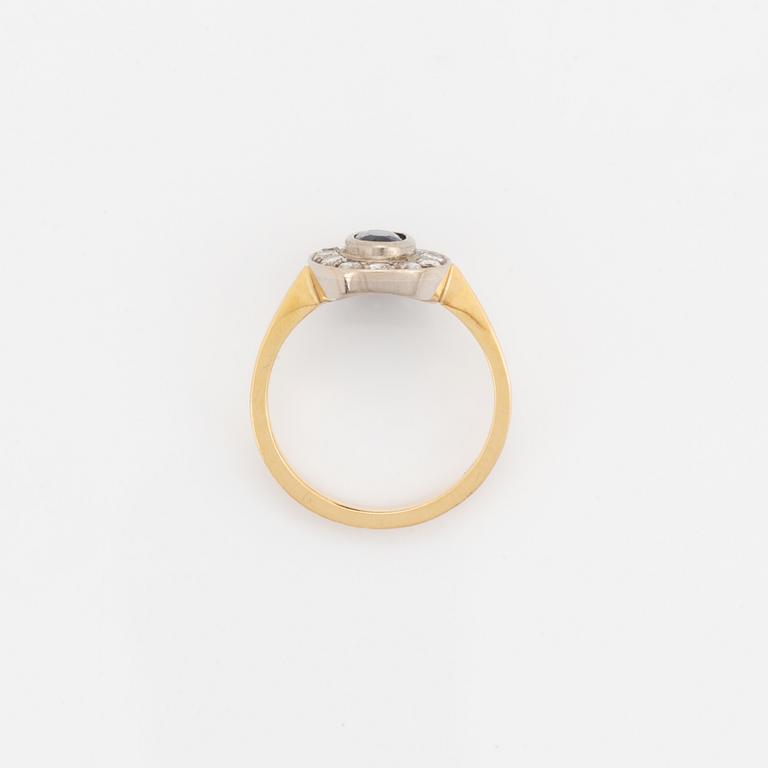 Sapphire and brilliant-cut diamond ring.