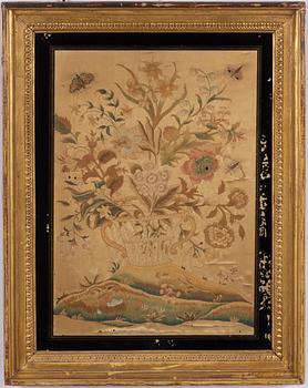 A silk embroidery, 19th Century.