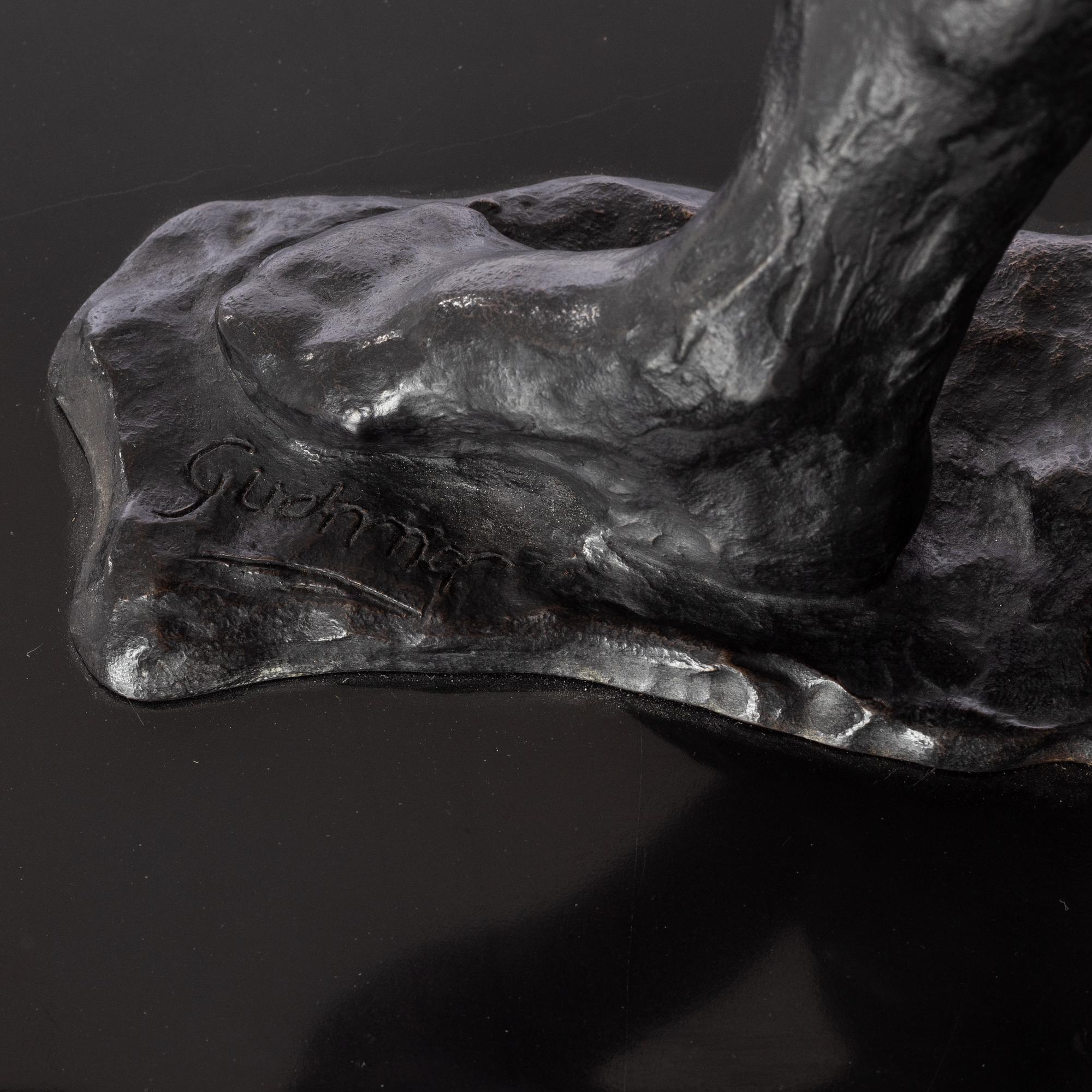 Gudmar Olovson, sculpture. Signed. Numbered. Foundry mark. Bronze, total height 35 cm, length 29 cm.