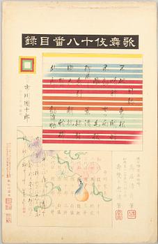 Torii Kiyosada, kabukiskådelspelaren Ichikawa Danjuro IX i olika roller.