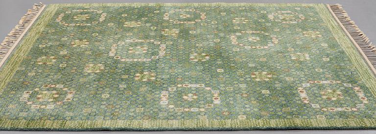 Barbro Nilsson, MATTA, "Bankrabatten grön", flossa, ca 246 x 211,5 cm, signerad AB MMF BN.