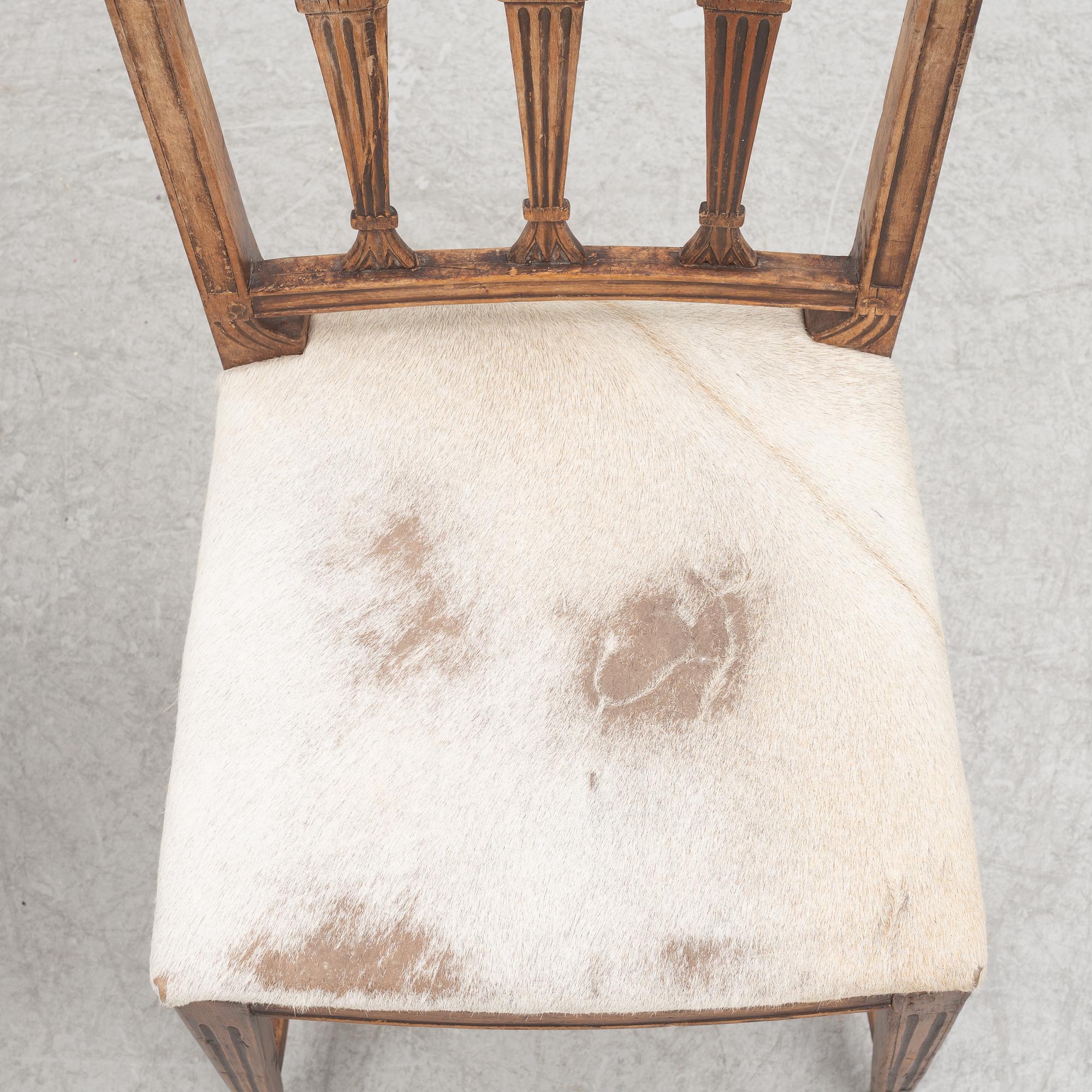 Six late Gustavian chairs, early 18th century.