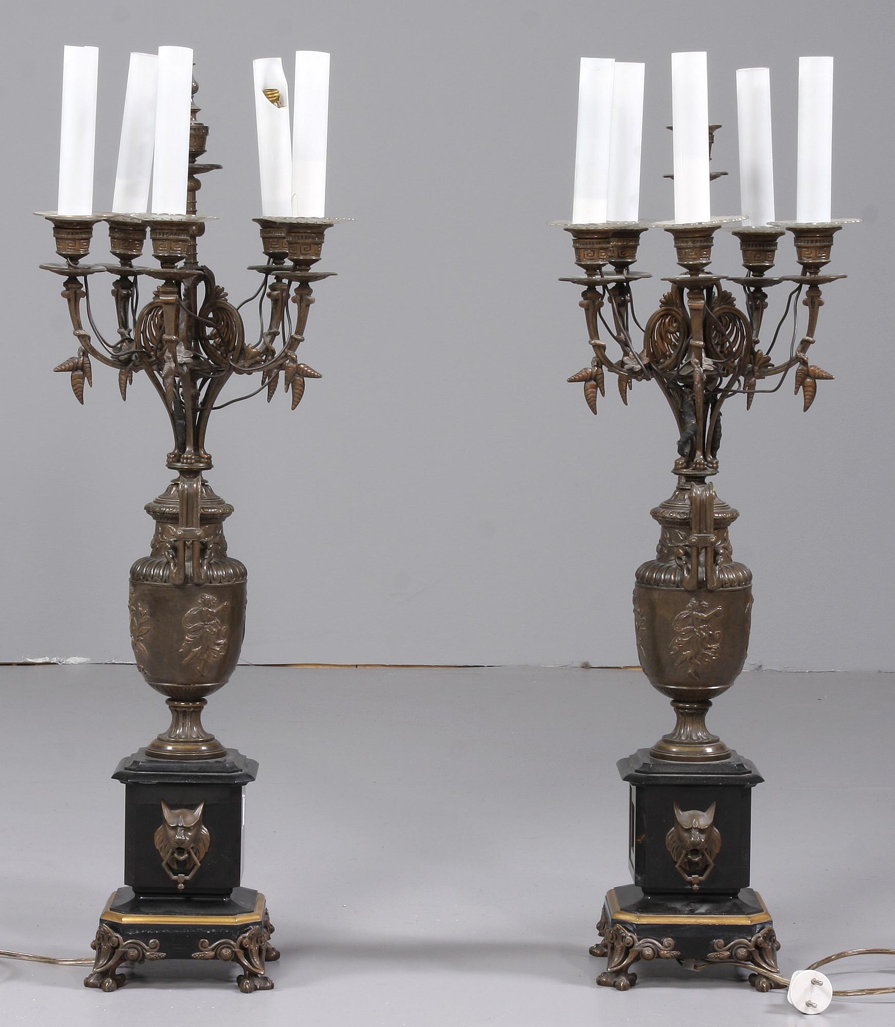 KANDELABRAR, ett par, Louis XVI-stil, 1900-talets mitt.