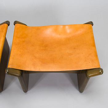 Tapio Wirkkala, a pair of stools made to order  for the Finnish Glass Museum manufactured by  Reino Huotari 1981.