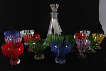 SERVISDELAR, 15 delar, glas, "Strict", Bengt Orup, Johansfors.