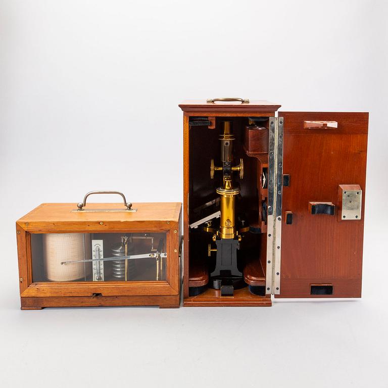 A Microscope and a Barograph first half of the 20th century.