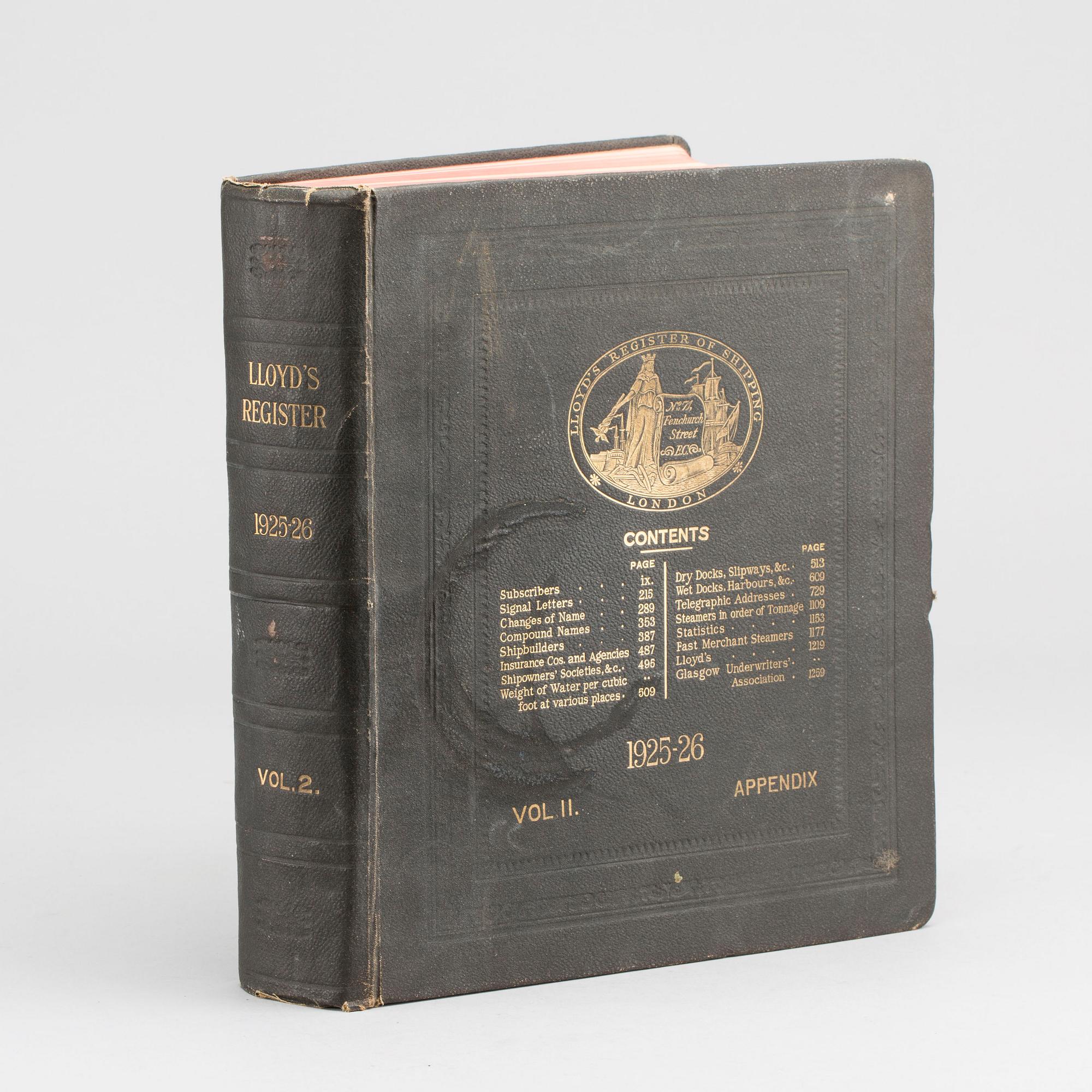 LLOYD'S REGISTER OF SHIPPING LONDON 1925-26- VOL II.