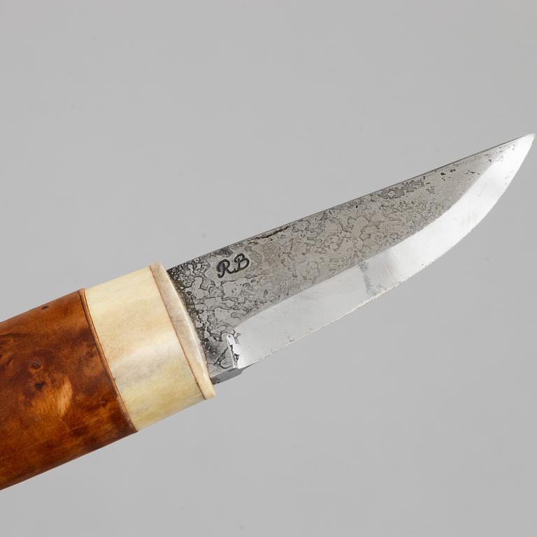 Jan Lindfors, a reindeer antler knife, signed JL.
