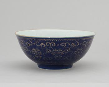 761. A powder blue bowl, Qing dynasty with seal mark in underglaze blue.