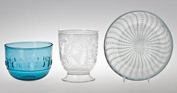 PARTI GLAS, 3 delar, Orrefors samt Kosta, sign.
