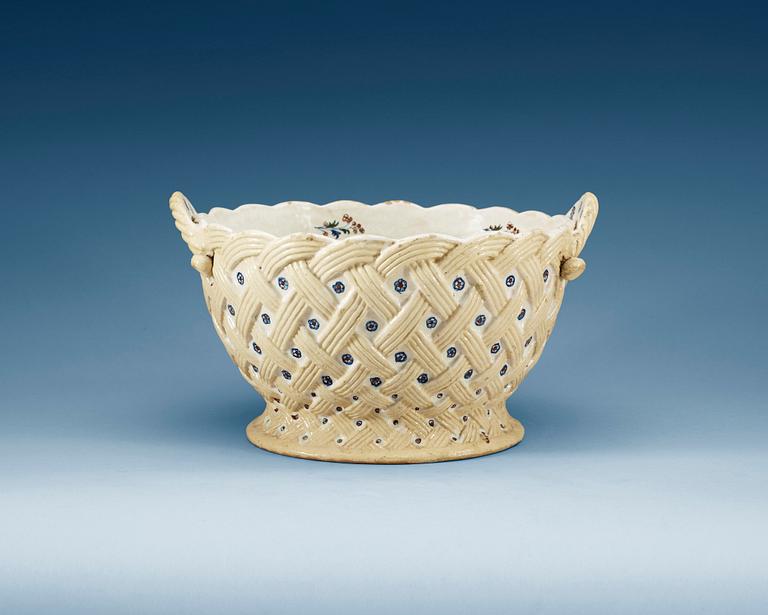 A large faience basket, presumably French, 18th Century.