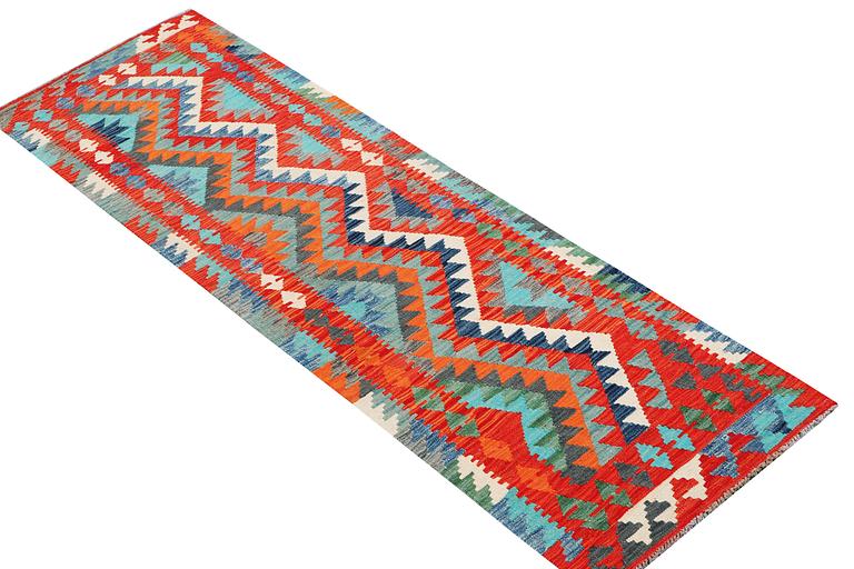 A Runner carpet, Kilim, c 297 x 79 cm.