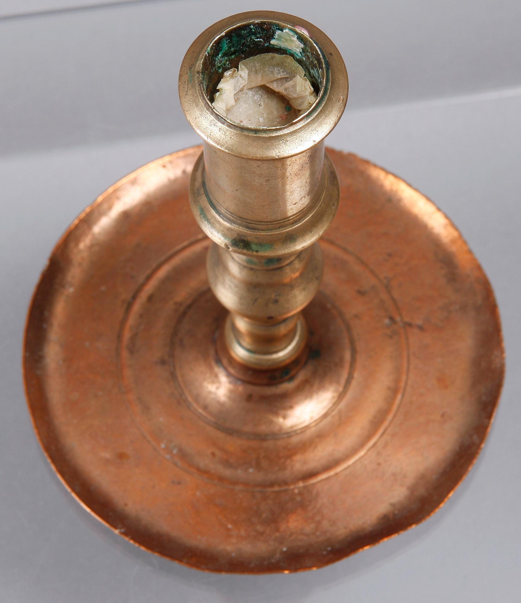 LJUSSTAKE, mässing, koppar, 1700-tal.