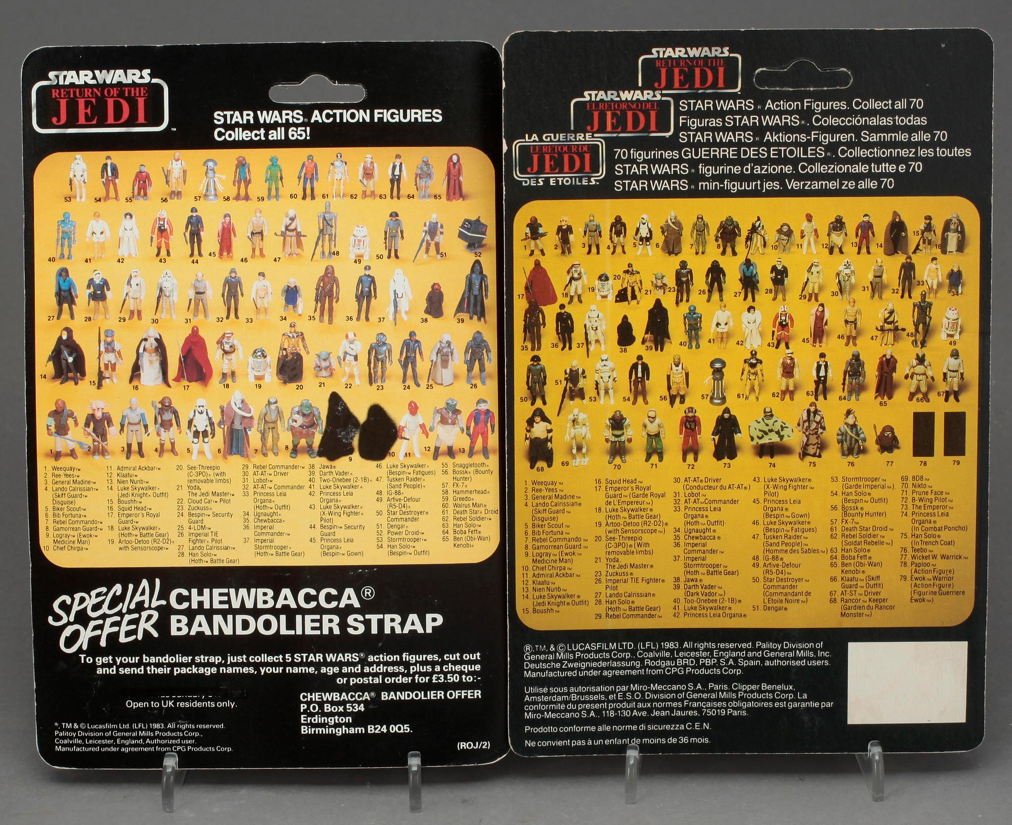 STAR WARS, 4 stycken actionfigurer, Kenner och Palitoy 1978-1983.