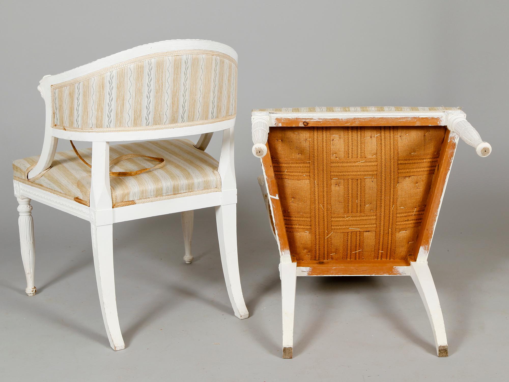 BALJFÅTÖLJER, 1 par, sengustaviansk stil, 1900-talets första hälft.