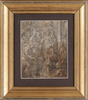 LUCAS VAN LEYDEN, etsning (fragment), 1500-tal.