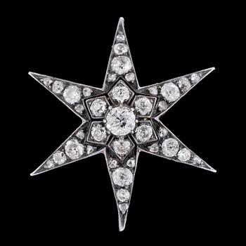 958. BROSCH/HÄNGE, gammalslipade diamanter, tot. ca 2 ct, i form av stjärna, sent 1800-tal.