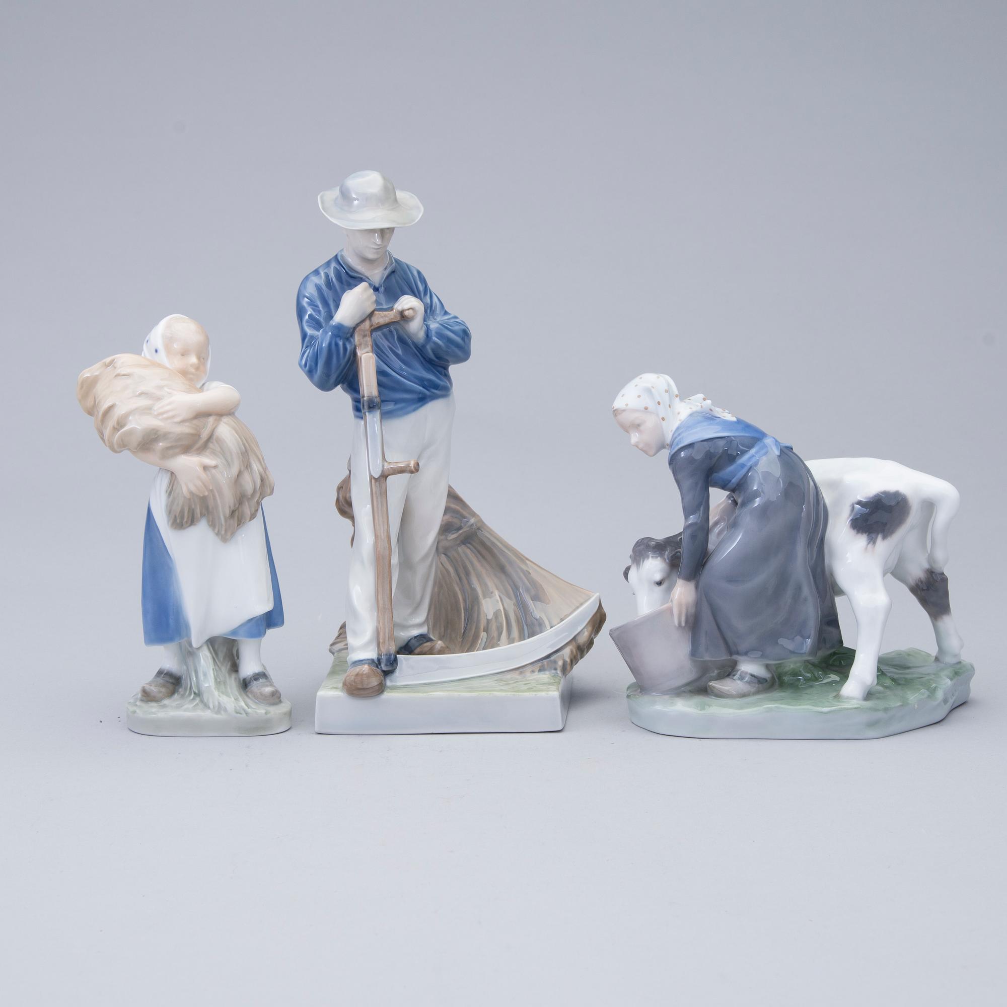 FIGURINER, 3 st, porslin, Royal Copenhagen, Danmark 1952-1979.
