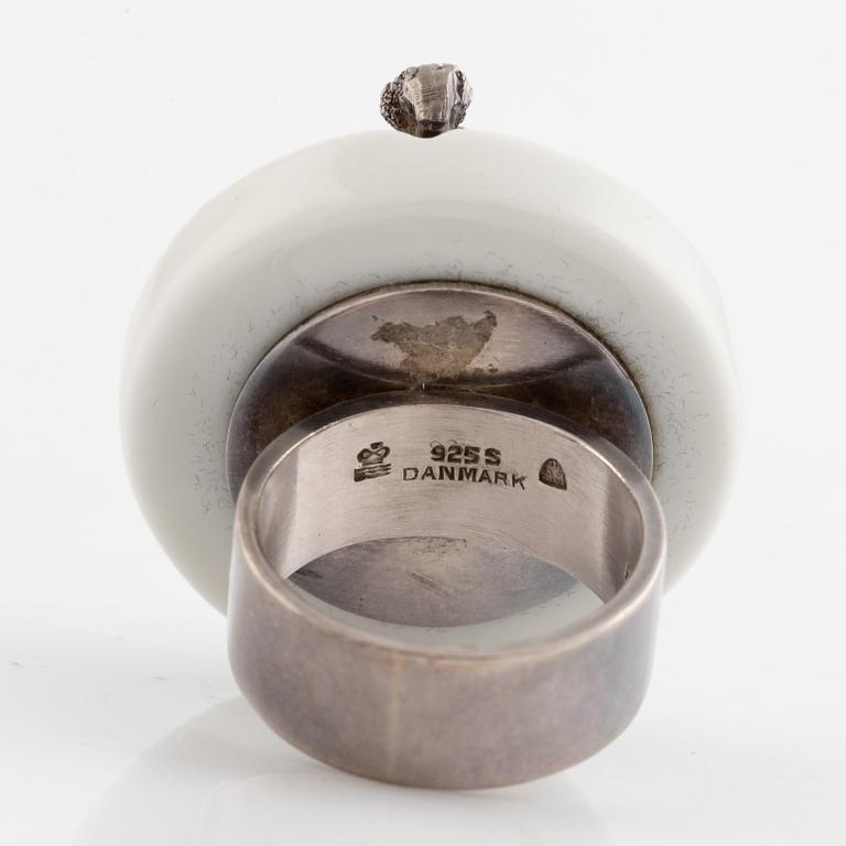Anton Michelsen, bracelet and ring, silver and porcelain.