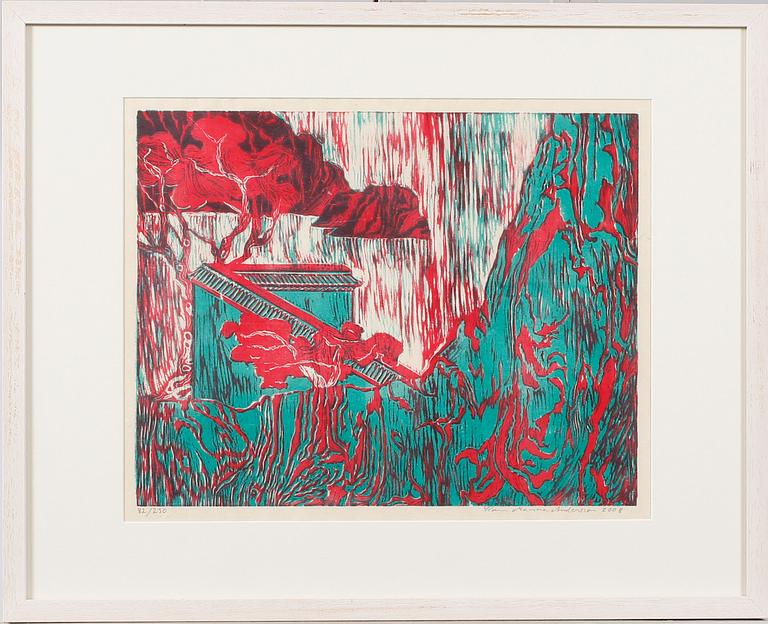 KARIN MAMMA ANDERSSON, a wood cut in color, signed and numbered 82/250.