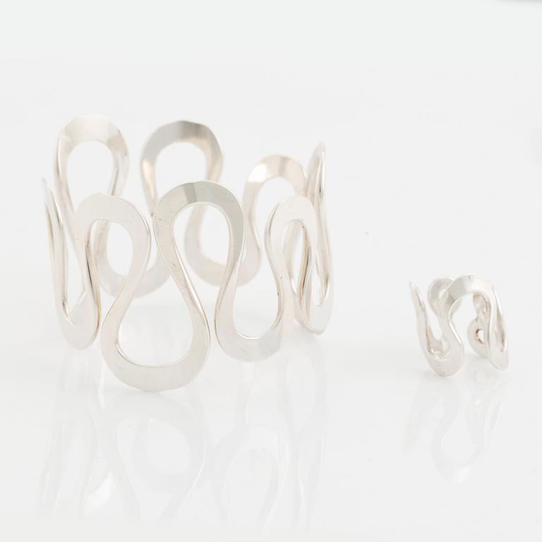Anna-Greta Eker, bangle and ring, sterling silver. Norway.