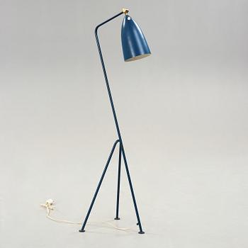 A Greta Magnusson Grossman blue lacquered 'Grasshopper'/G-33 floorlamp, Bergboms Sweden 1950's.