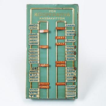 Purchase board/receipt holder, Kooperativa förbundet, first half of the 20th century.