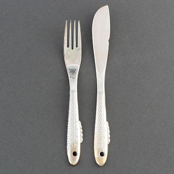 GUNNAR CYRÉN, 24+24 FISH CUTLERY "NOBEL" STAINLESS, Gense.