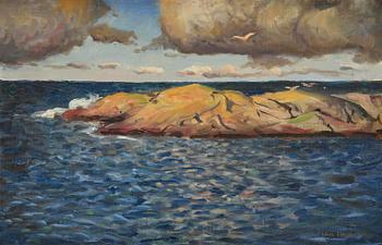 646. Oskar Bergman, Seascape with fish gulls.