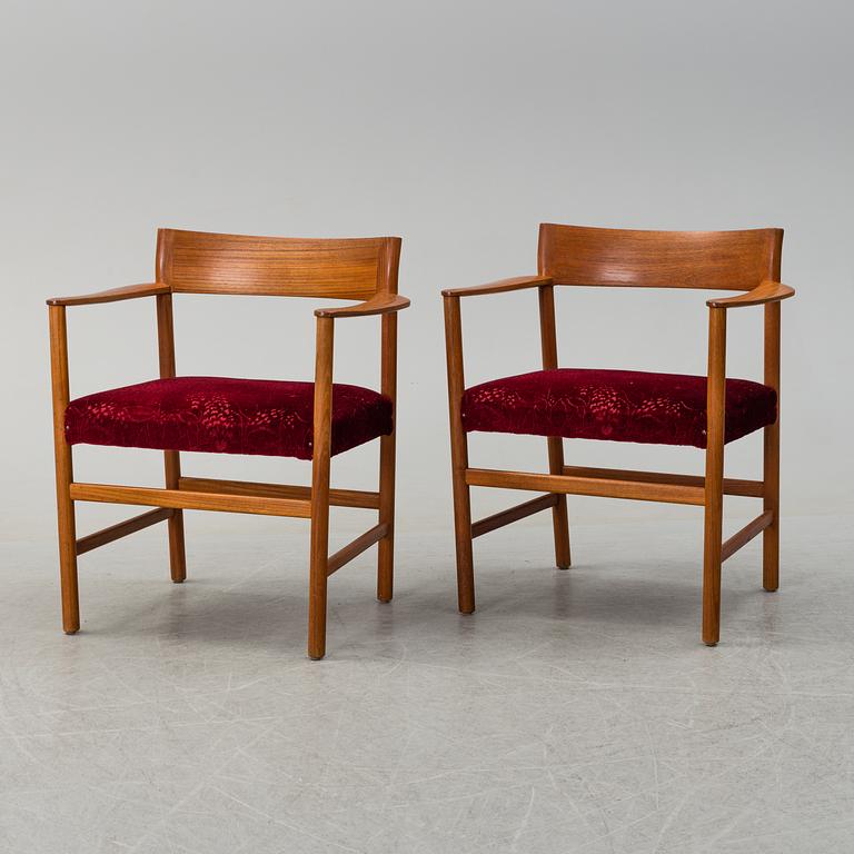 Two 1960's  teak model 10, armchairs by Arne Halvorsen for L Jacosen.
