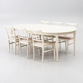 Carl Malmsten, Dining set, “Talavid”, dining table and 6 chairs, Waggeryds Möbelfabrik AB.