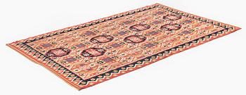 A double-interlocked tapestry bed cover, c. 188 x 116 cm, Scania, Färs, Gärds or Villands district, around 1800-1830.