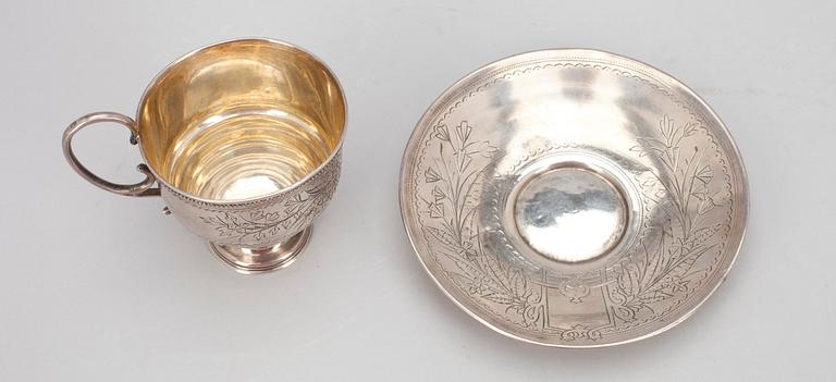 KAFFEKOPP samt -FAT, silver, Moskva 1891. Tot. vikt 120 g.