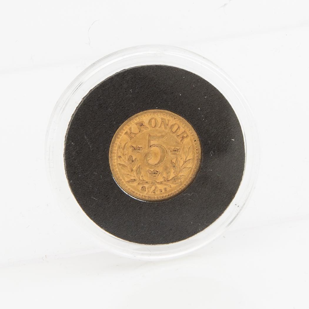 Gold coin Sweden, Oscar II 5 kr, 1894.