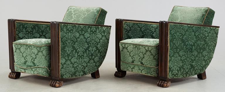 FÅTÖLJER, ett par, Art Déco, 1920/30-tal.