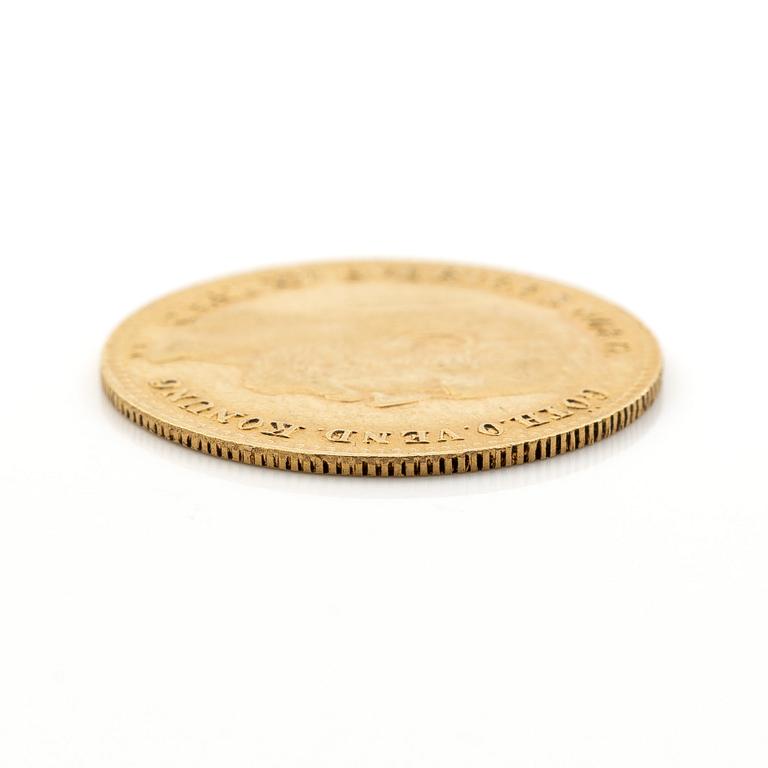 Guldmynt, 1 Carolin 10 Francs, Karl XV, Sverige, 1872.