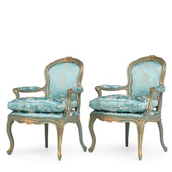 62. A pair of Swedish Rococo 18th century chairs.