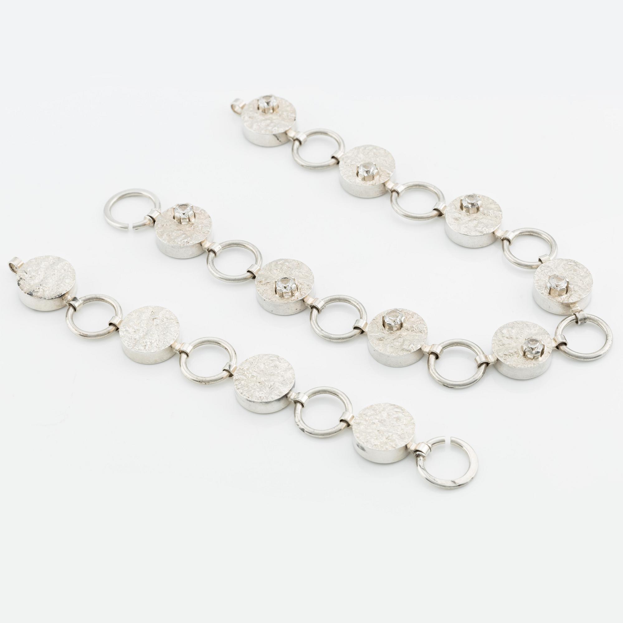 Necklace and bracelet, Ceson, silver, Gothenburg 1969 and 1970.