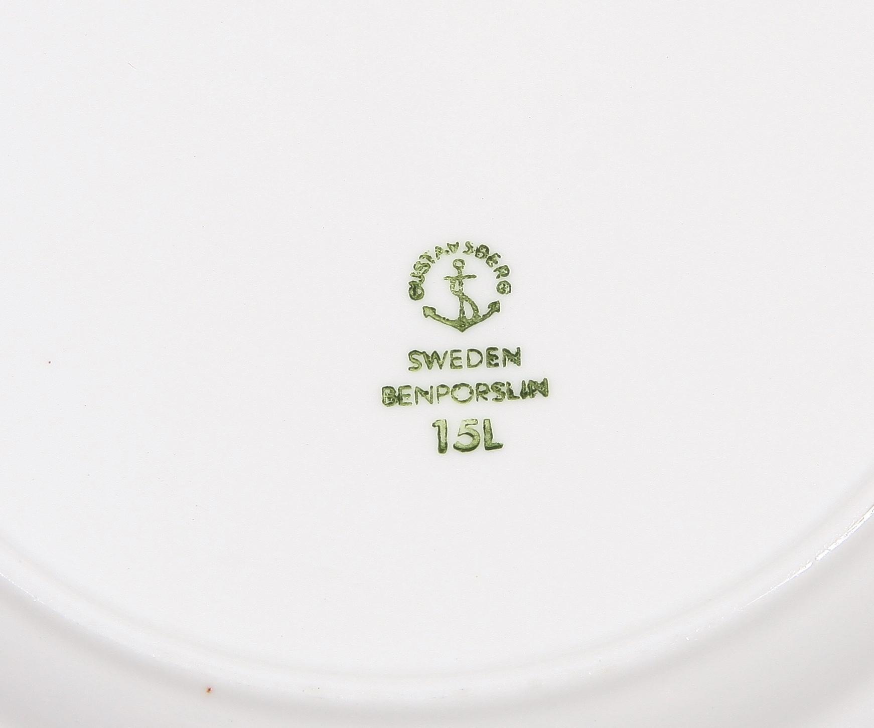 TESERVIS, 14 delar, benporslin, Blå Blom, Gustavsberg.