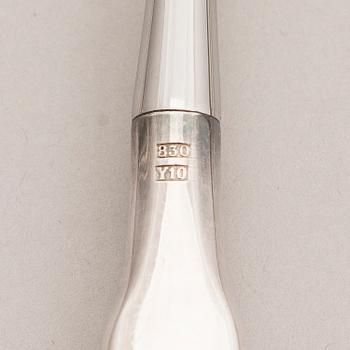 A 30-piece set of 'Torne River Valley' silver cutlery with engraved floral decoration, Sweden 1976-97.