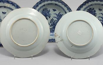 TALLRIKAR, 5 st, porslin, Kina, 1700/1800-tal.