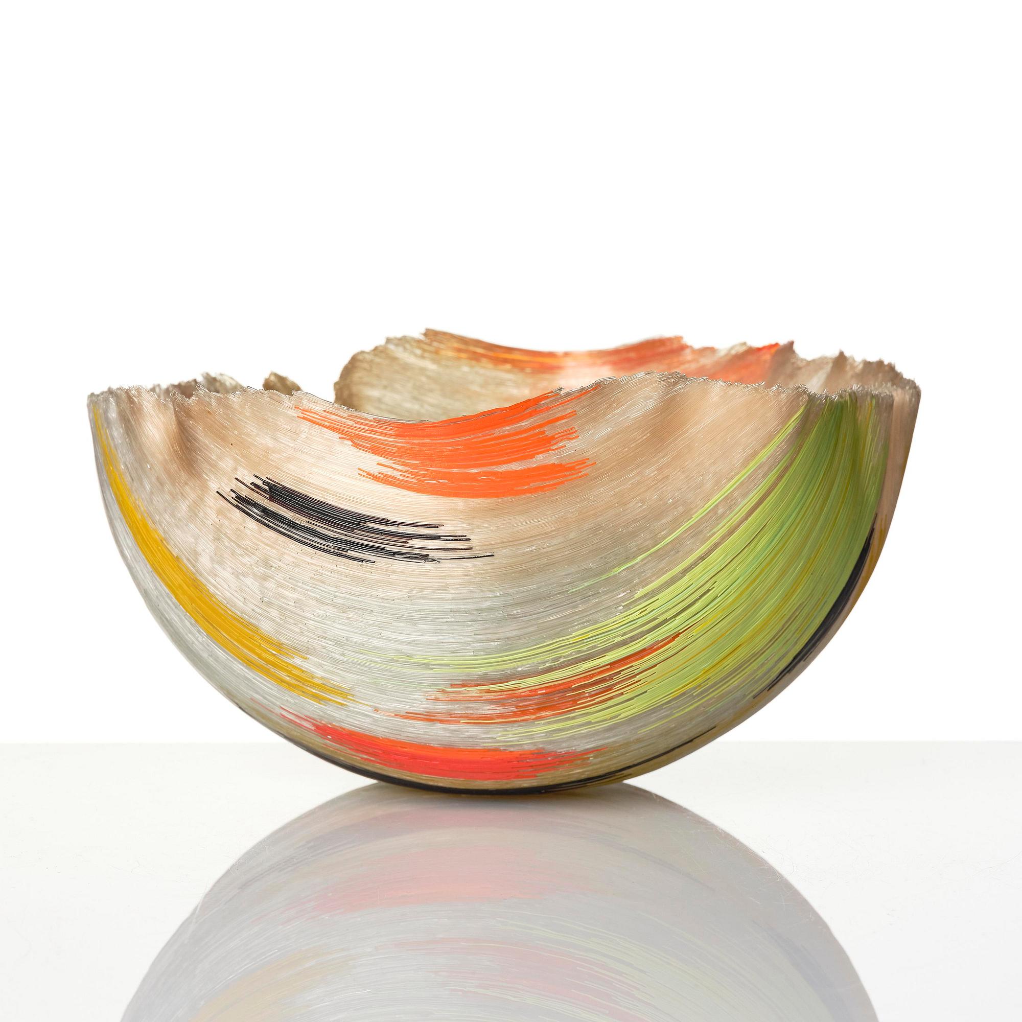Mary Ann Toots Zynsky, a filet-de-verre glass bowl, Seattle, USA.