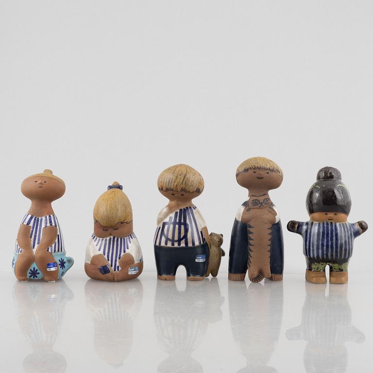 Lisa Larson, figuriner, 5 st, stengods, ur serien "Larsons ungar", Gustavsberg.