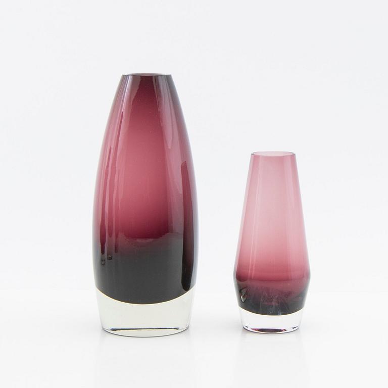 Tamara Aladin, vases, 5 pcs, glass, Riihimäen Lasi, Finland, 1960s/70s.