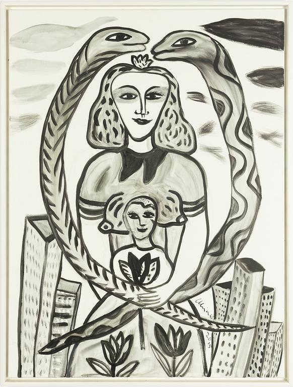 Ulrica Hydman-Vallien, woman with child and snakes.