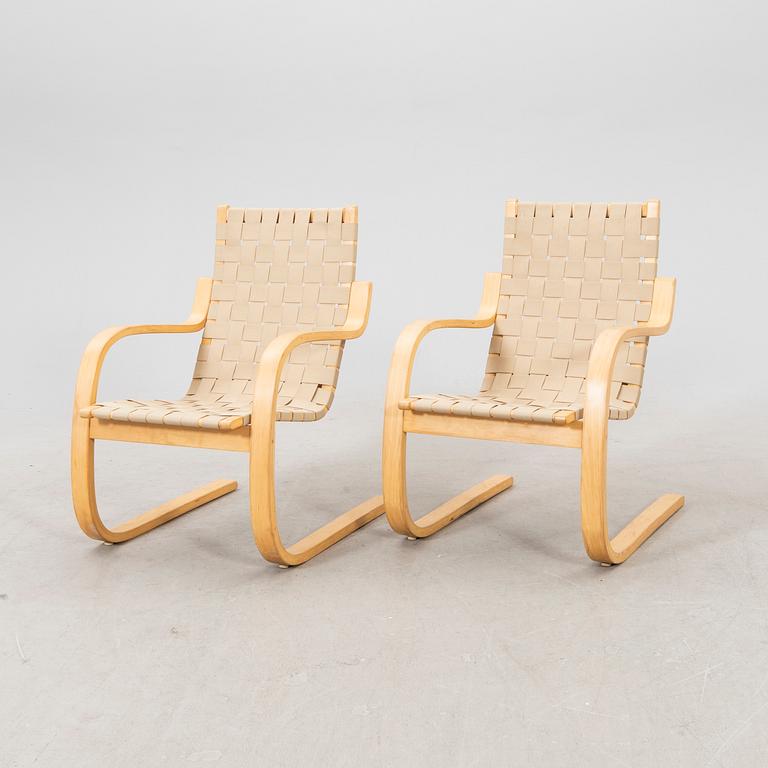 Alvar Aalto, armchairs, a pair, model 406 for Artek, 1980s.